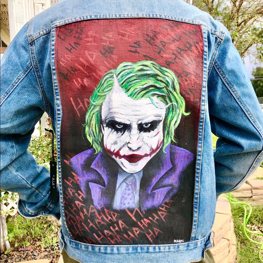 Men’s hand painted denim jacket - Picture 4 of 4